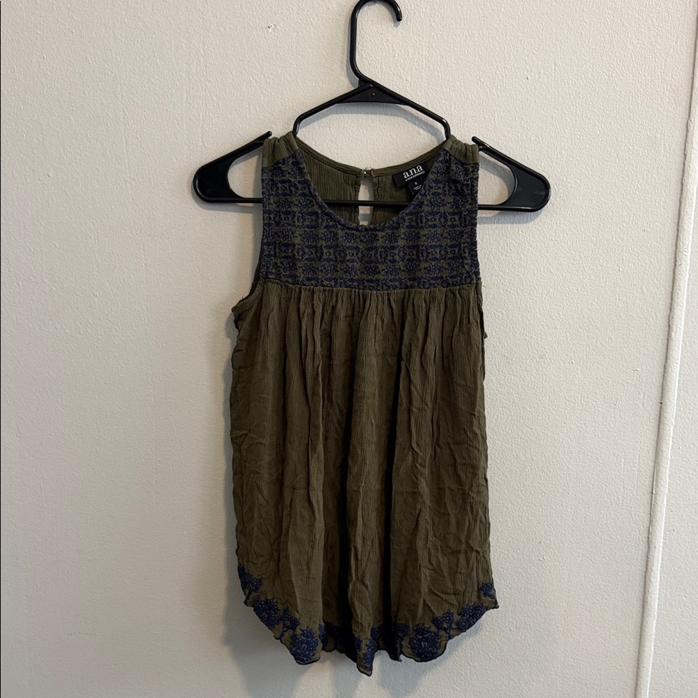 a.n.a Olive Tank Top with Navy Accents